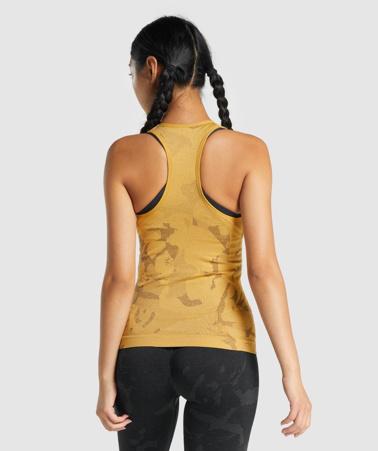 Camiseta Sin Costuras Adapt Camo Gymshark Amarillo Sabana