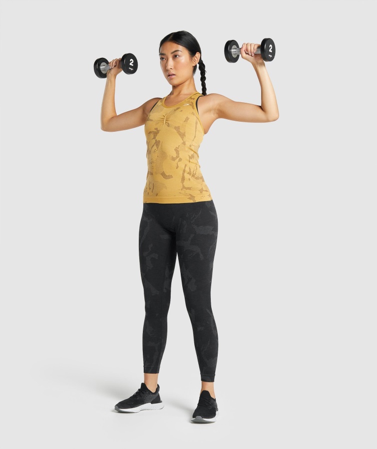 Camiseta Sin Costuras Adapt Camo Gymshark Amarillo Sabana