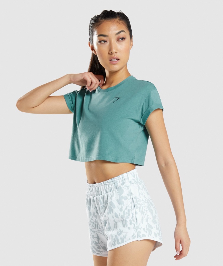 Camiseta Corta Con Gráfico De Animales Verde Azulado Gymshark