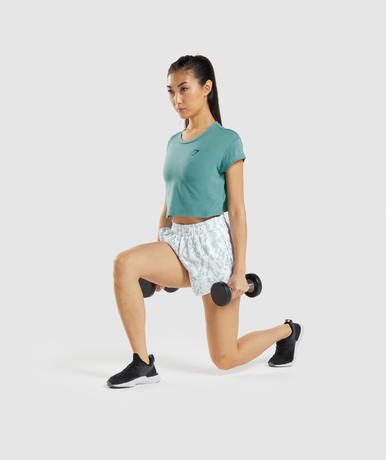 Camiseta Corta Con Gráfico De Animales Verde Azulado Gymshark