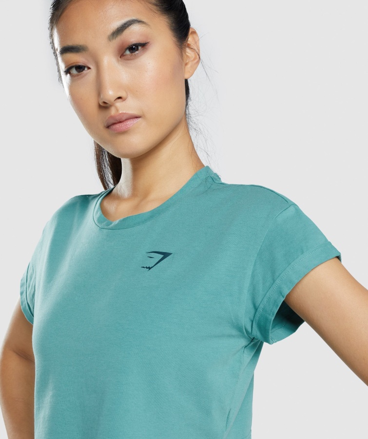 Camiseta Corta Con Gráfico De Animales Verde Azulado Gymshark
