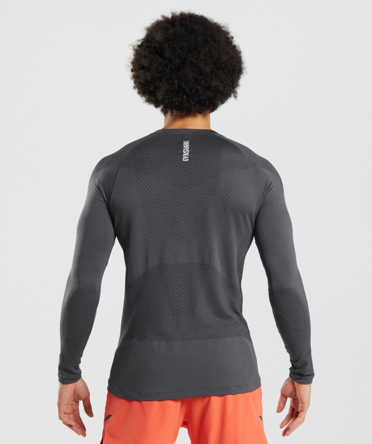 Camiseta Sin Costuras Manga Larga Apex Onyx Gris-negro Gymshark