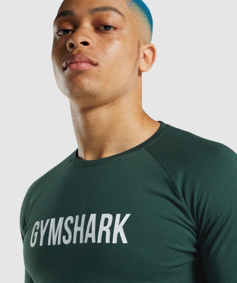 Camiseta De Manga Larga Apollo Verde Oscuro Gymshark