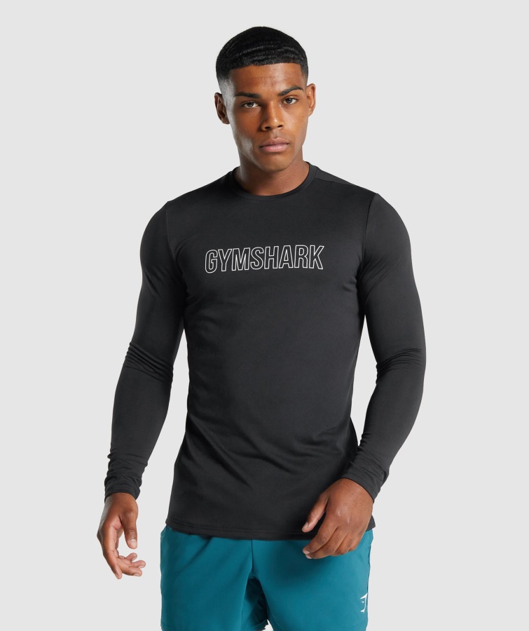 Llegada Camiseta Gráfica Manga Larga Negra Gymshark