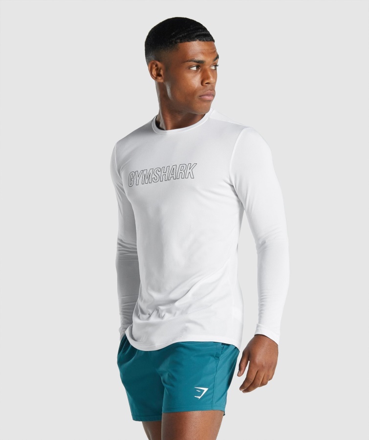 Llegada Camiseta Gráfica Manga Larga Blanca Gymshark
