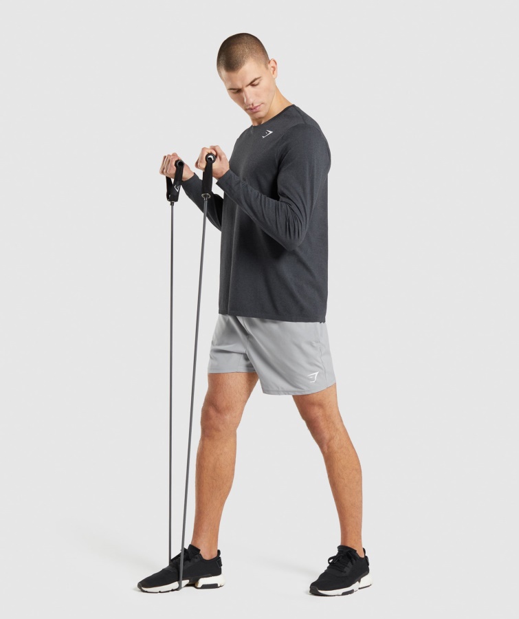 Llegada Camiseta De Manga Larga Sin Costuras Negro Jaspeado Gymshark