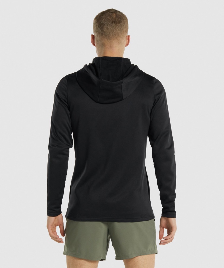 Llegada Cremallera Sudadera Con Capucha Negro Gymshark