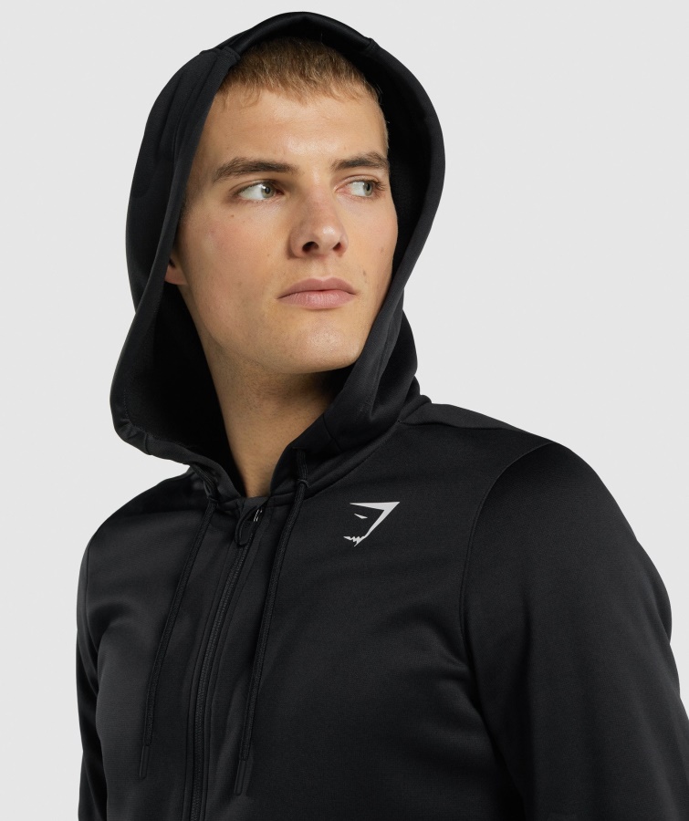 Llegada Cremallera Sudadera Con Capucha Negro Gymshark