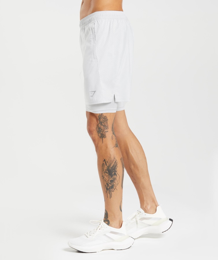 Aspect 2 En 1 Gymshark Corto Gris Claro