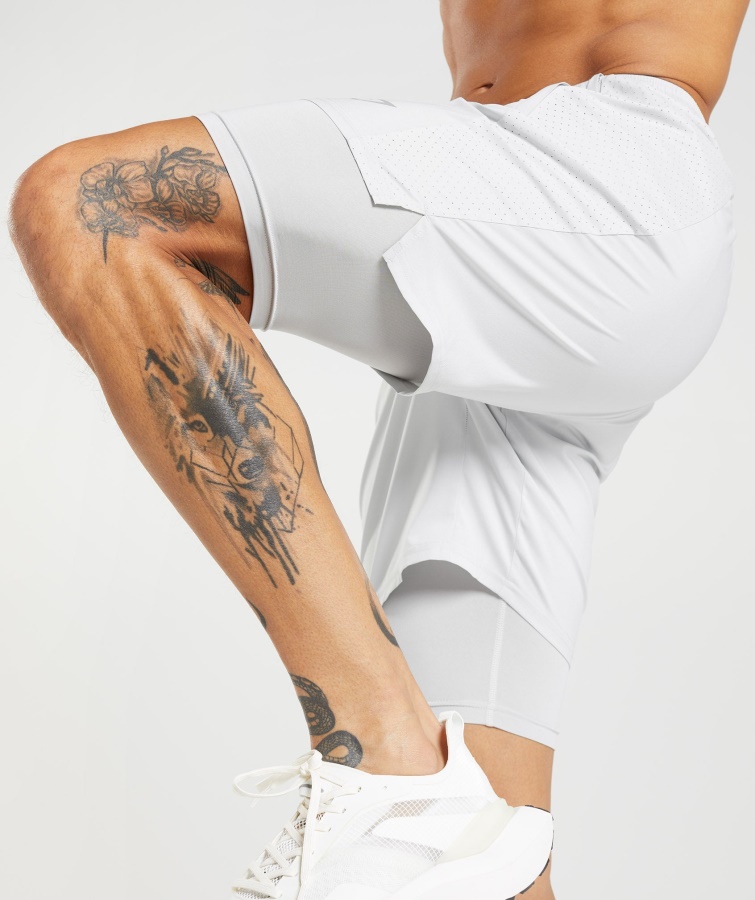 Aspect 2 En 1 Gymshark Corto Gris Claro