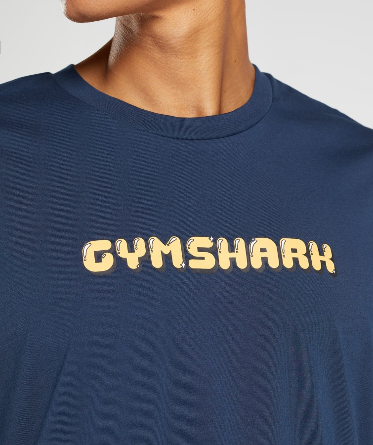Camiseta Extragrande Con Estampado De Burbujas Azul Marino Gymshark