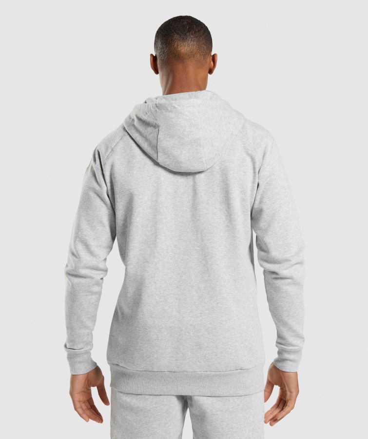 Sudadera Con Capucha Y Cremallera Crest Gris Claro Core Marl Gymshark