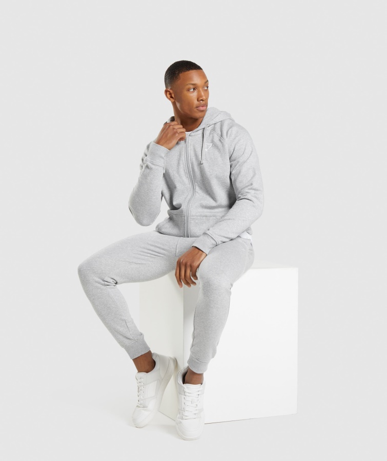 Sudadera Con Capucha Y Cremallera Crest Gris Claro Core Marl Gymshark