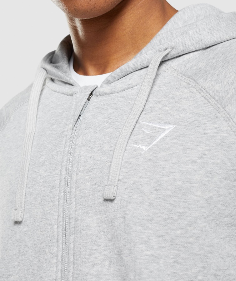 Sudadera Con Capucha Y Cremallera Crest Gris Claro Core Marl Gymshark