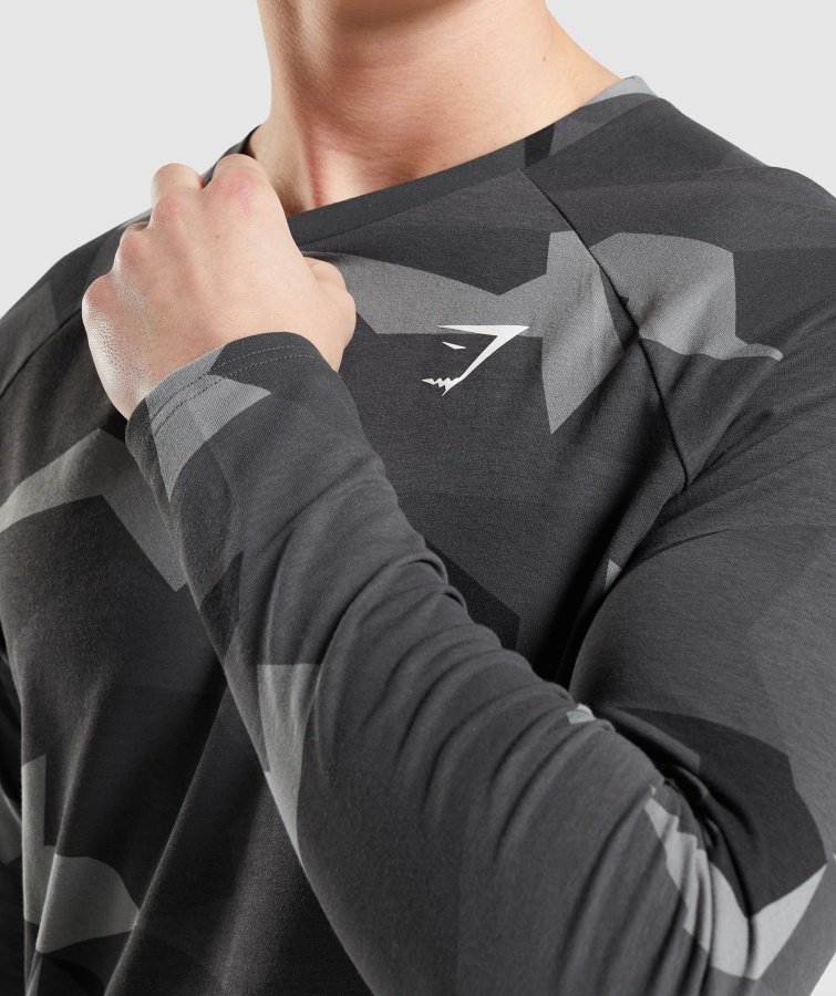Camiseta De Manga Larga Con Estampado Negro Gymshark