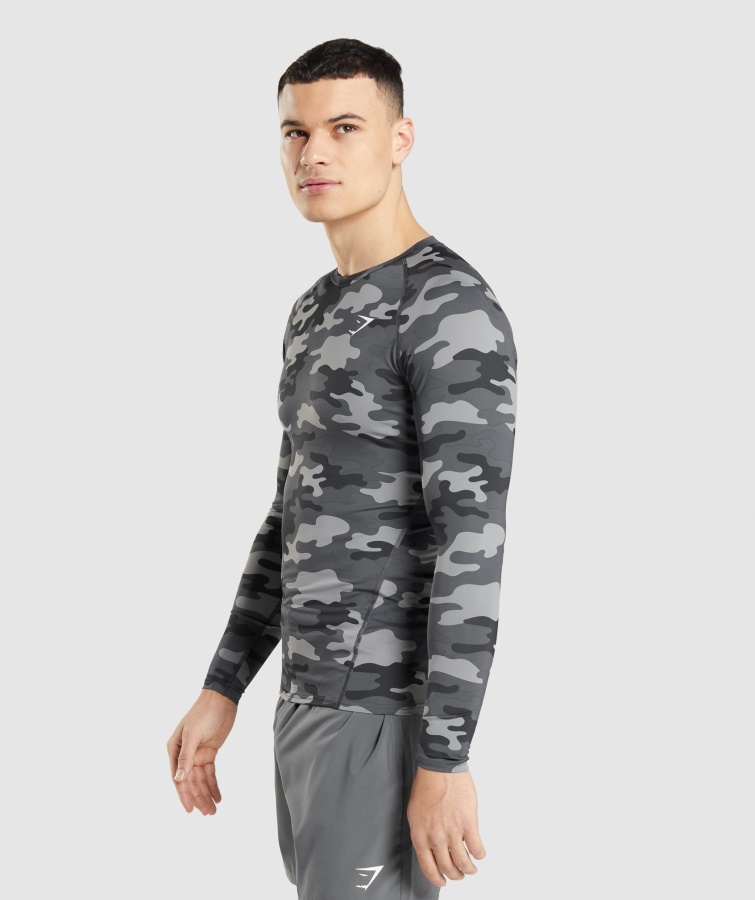 Camiseta De Manga Larga Element Baselayer Estampado Gris Gymshark