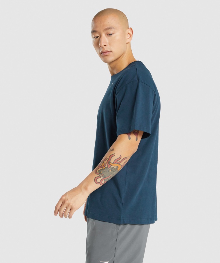 Camiseta Extragrande Esencial Gymshark Azul Marino