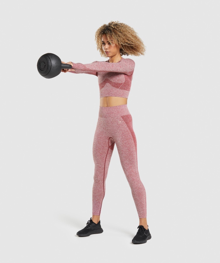 Flex Sports Top Corto De Manga Larga Burdeos Jaspeado Gymshark