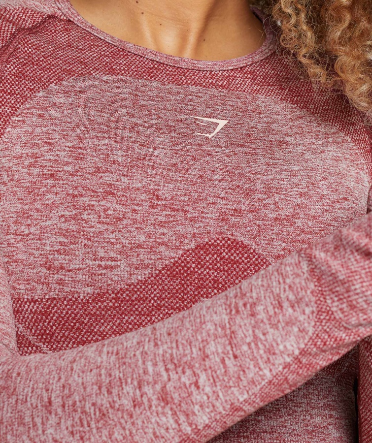 Flex Sports Top Corto De Manga Larga Burdeos Jaspeado Gymshark