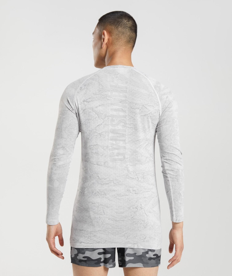 Camiseta Geo Seamless Manga Larga Blanco Roto-gris Claro Gymshark