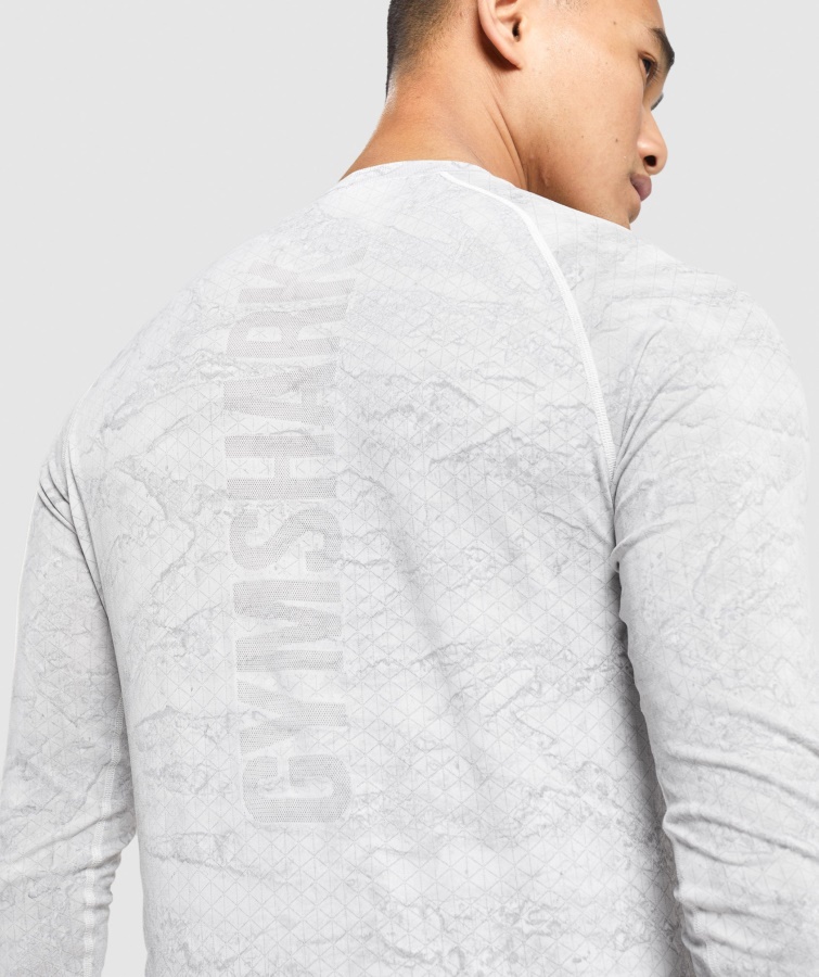 Camiseta Geo Seamless Manga Larga Blanco Roto-gris Claro Gymshark