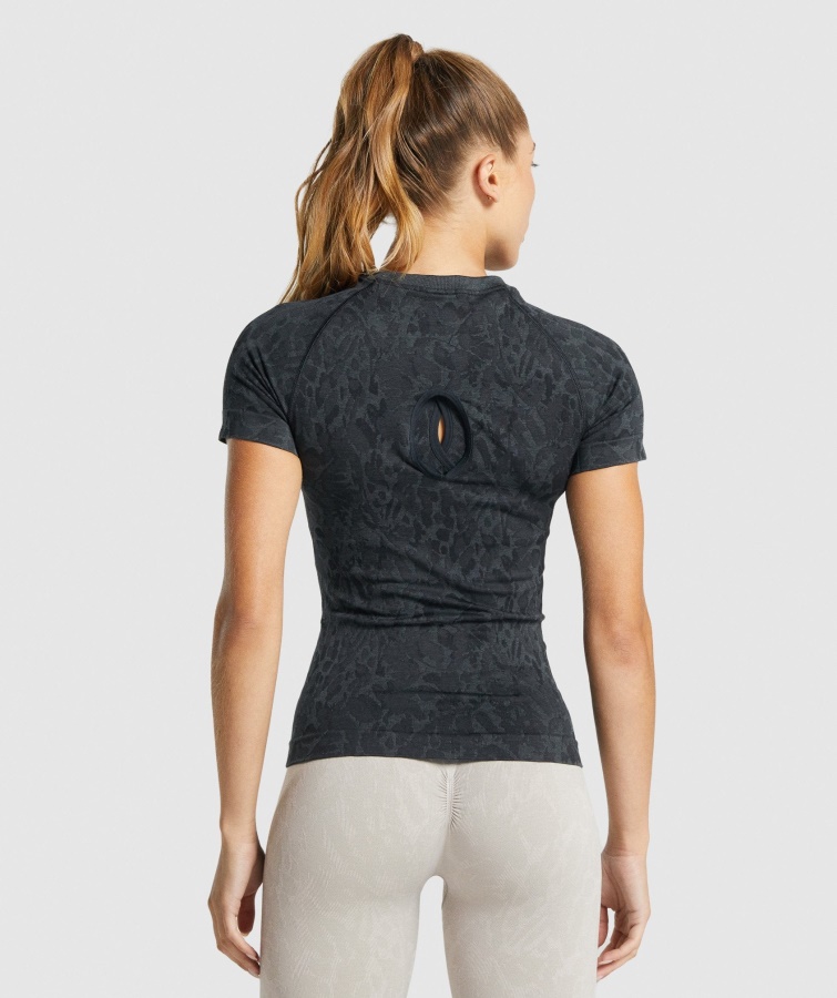 Gymshark Adapt Animal Camiseta Sin Costuras Mariposa-negro