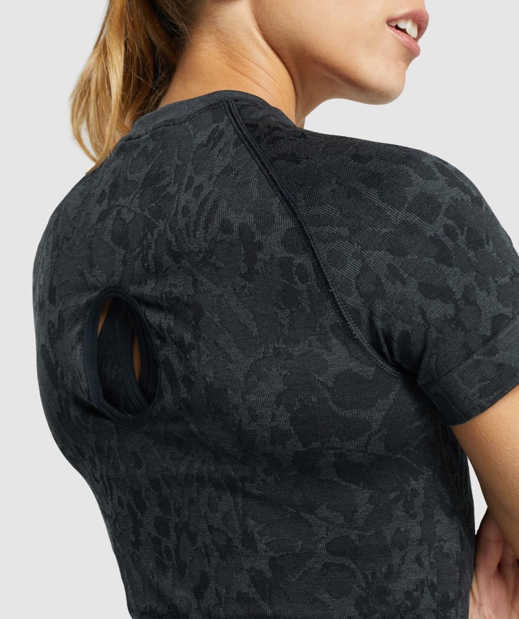 Gymshark Adapt Animal Camiseta Sin Costuras Mariposa-negro