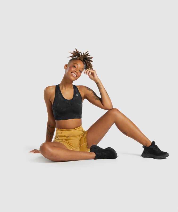 Sujetador Deportivo Gymshark Adapt Camo Sin Costuras Espalda De Nadador Sabana-negro