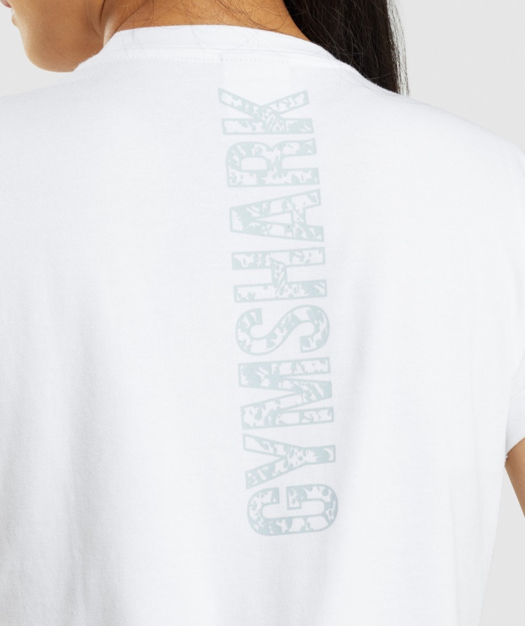 Gymshark Camiseta Corta Con Gráfico Animal Blanco