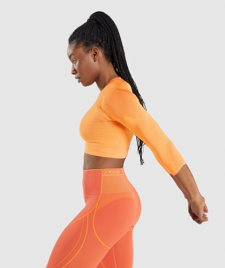 Gymshark Apex Crop Top Sin Costuras Albaricoque Naranja-papaya Naranja
