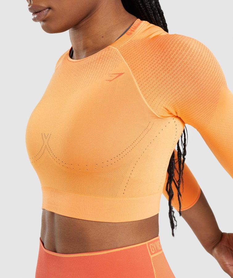 Gymshark Apex Crop Top Sin Costuras Albaricoque Naranja-papaya Naranja