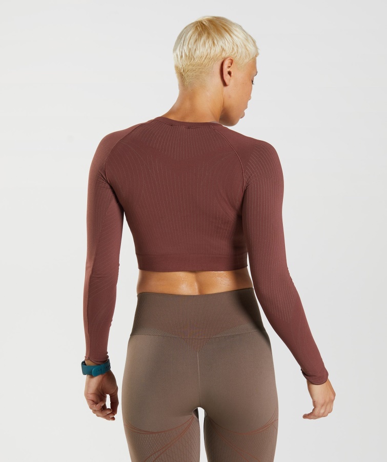 Gymshark Apex Crop Top Sin Costuras Marrón Cereza-marrón Trufa