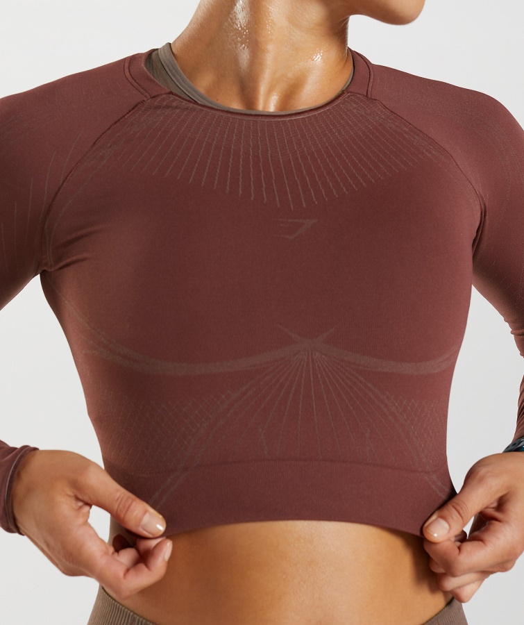 Gymshark Apex Crop Top Sin Costuras Marrón Cereza-marrón Trufa