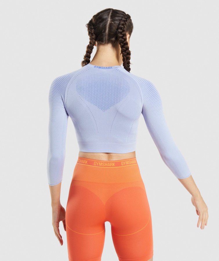 Gymshark Apex Crop Top Sin Costuras Lavanda Azul-corte Azul