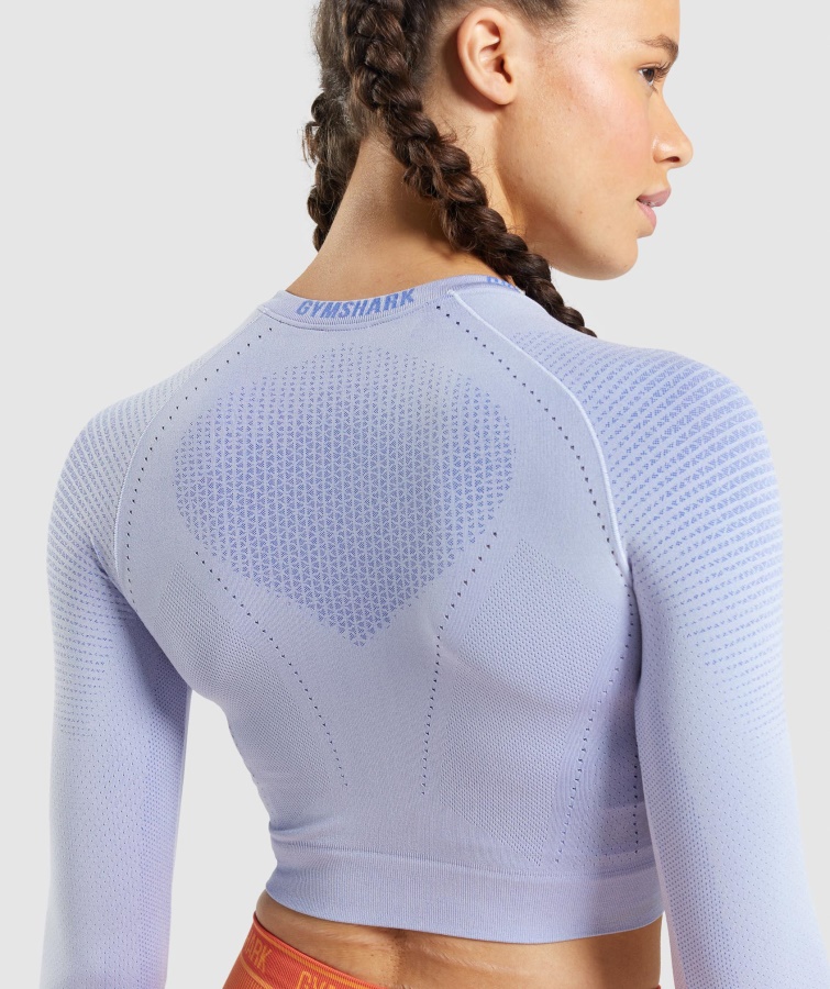 Gymshark Apex Crop Top Sin Costuras Lavanda Azul-corte Azul