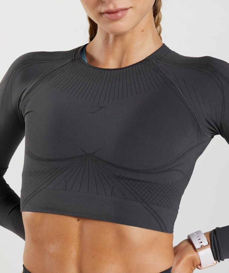Crop Top Gymshark Apex Sin Costuras Gris ónix-negro