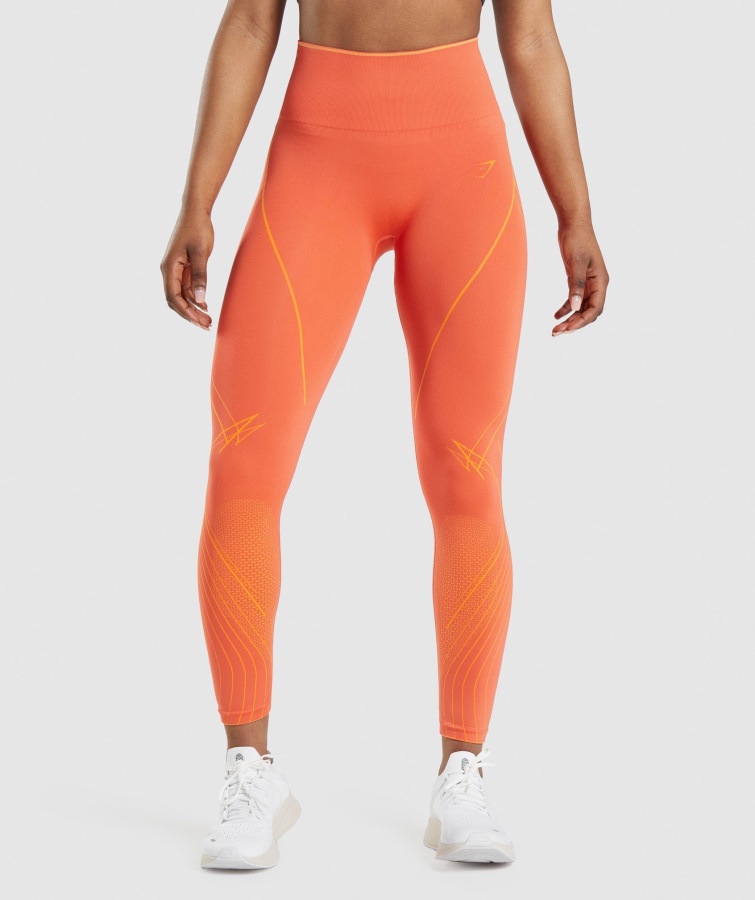 Gymshark Apex Leggings De Tiro Alto Sin Costuras Naranja Papaya-naranja Albaricoque