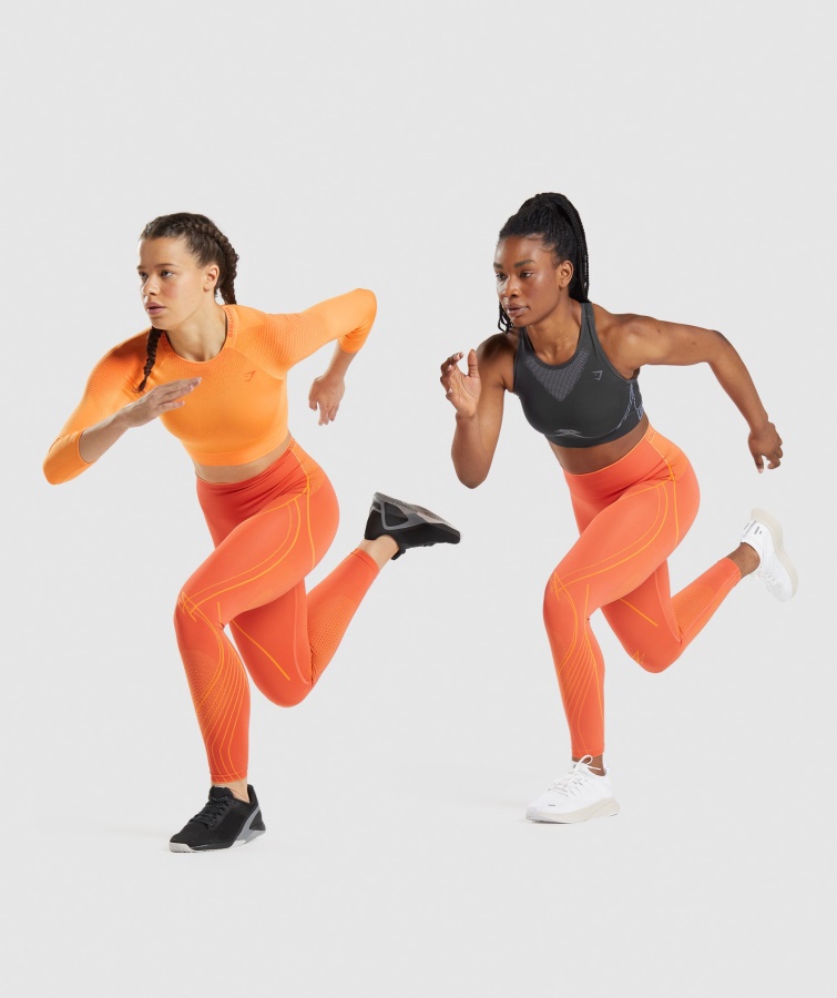 Gymshark Apex Leggings De Tiro Alto Sin Costuras Naranja Papaya-naranja Albaricoque
