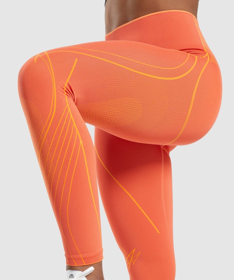 Gymshark Apex Leggings De Tiro Alto Sin Costuras Naranja Papaya-naranja Albaricoque