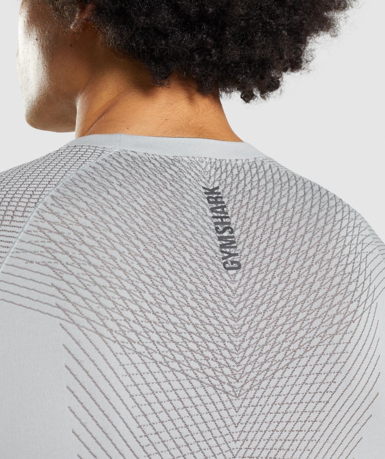 Camiseta Gymshark Apex Sin Costuras Manga Larga Gris Claro-gris ónix