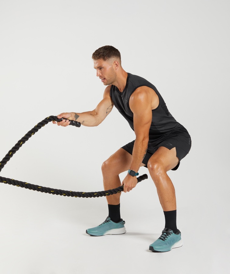 Gymshark Apex Tanque Sin Costuras Negro Silueta Gris