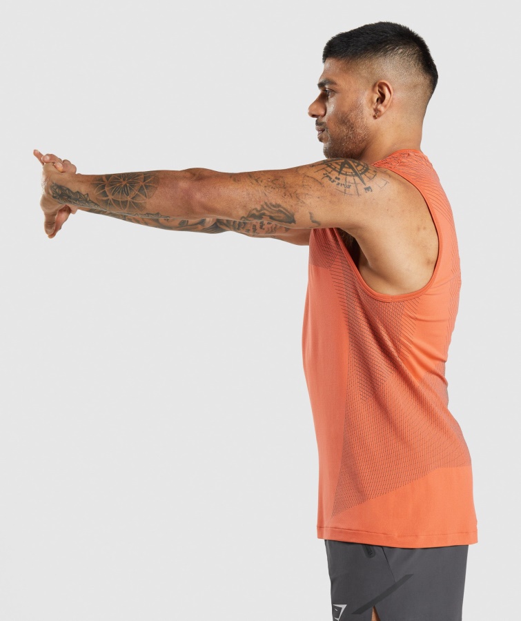 Gymshark Apex Tanque Sin Costuras Papaya Naranja-onix Gris