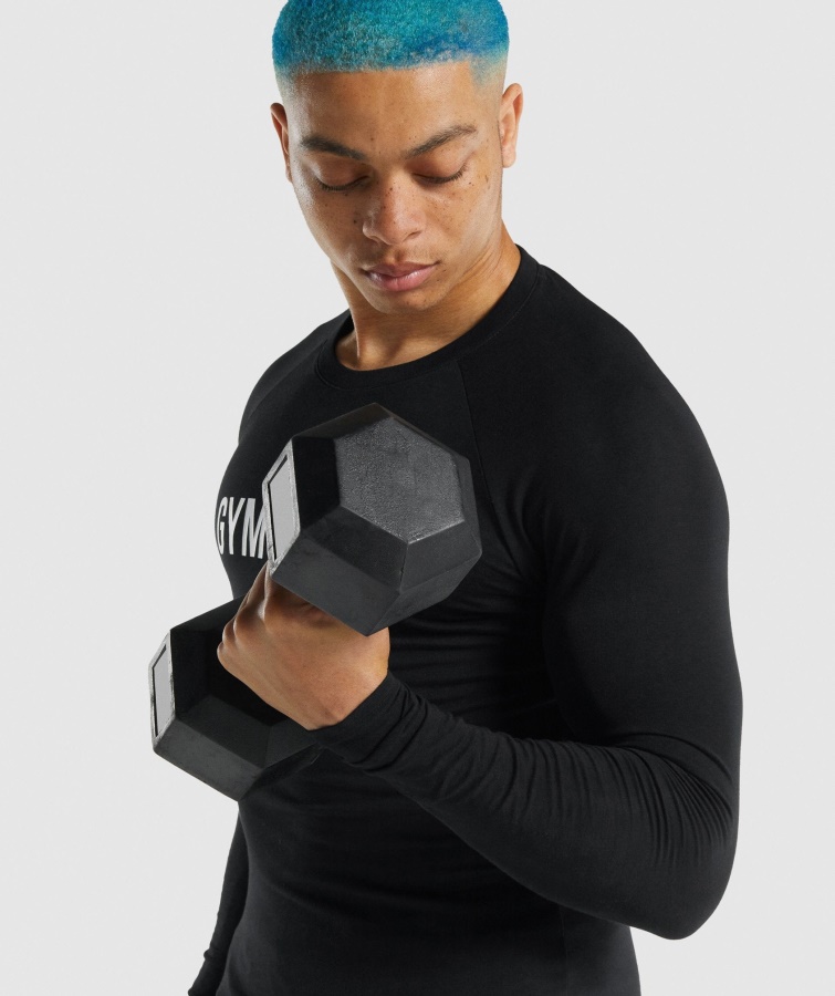 Camiseta Gymshark Apollo Manga Larga Negra