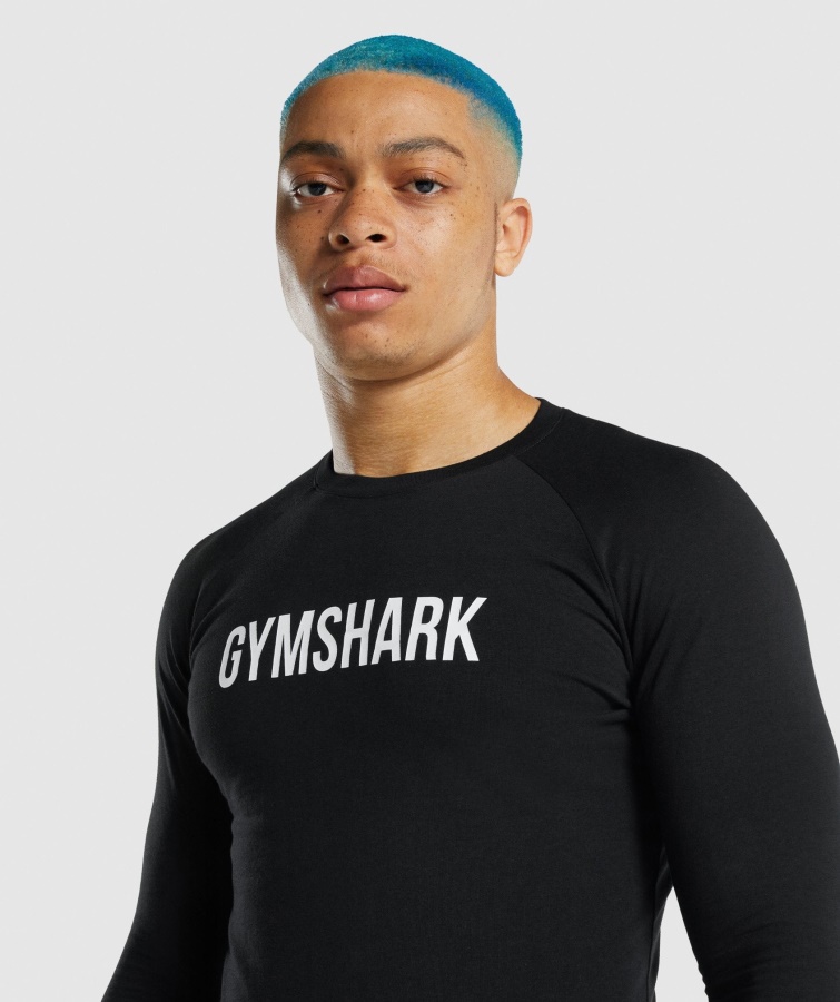 Camiseta Gymshark Apollo Manga Larga Negra