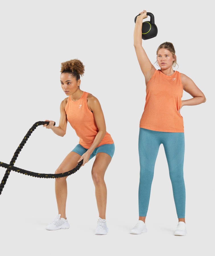 Camiseta De Tirantes Ligera Gymshark Albaricoque Naranja Jaspeado Vital Seamless 2.0