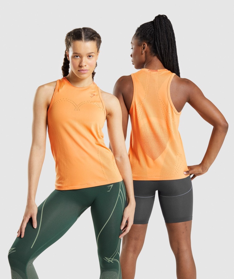 Gymshark Albaricoque Naranja-papaya Naranja ápice Tanque Sin Costuras
