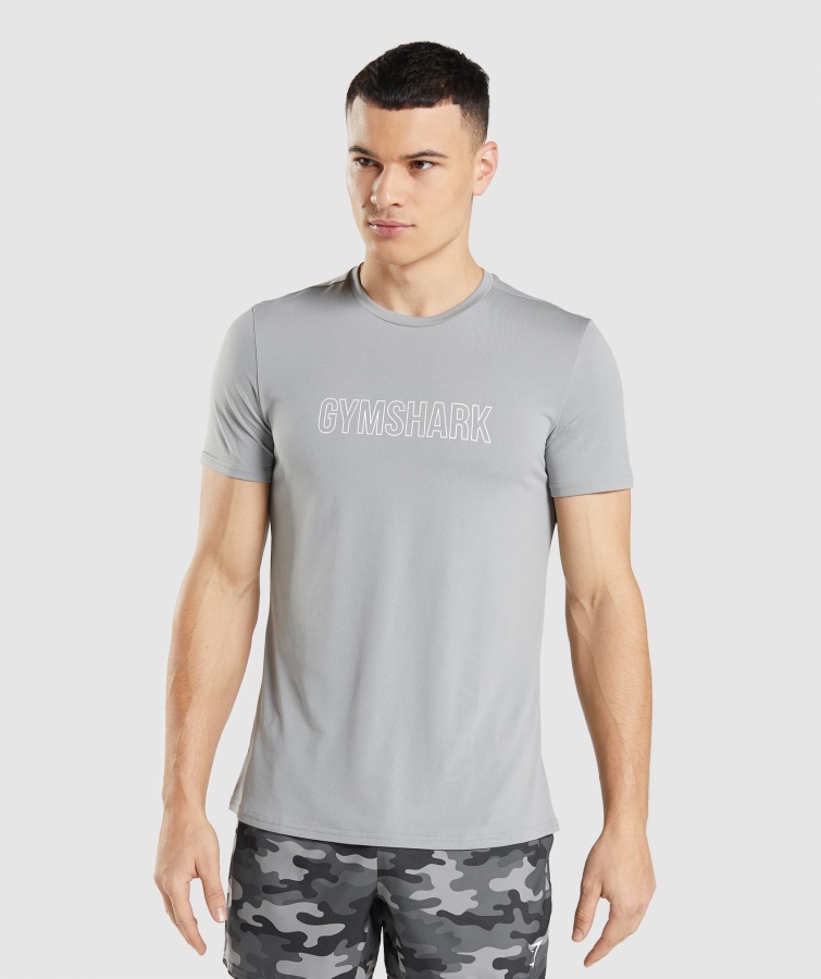 Gymshark Llegada Gráfico Camiseta Gris Ahumado