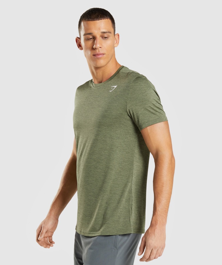 Gymshark Llegada Jaspeada Camiseta Core Oliva-kalamata Oliva Jaspeada