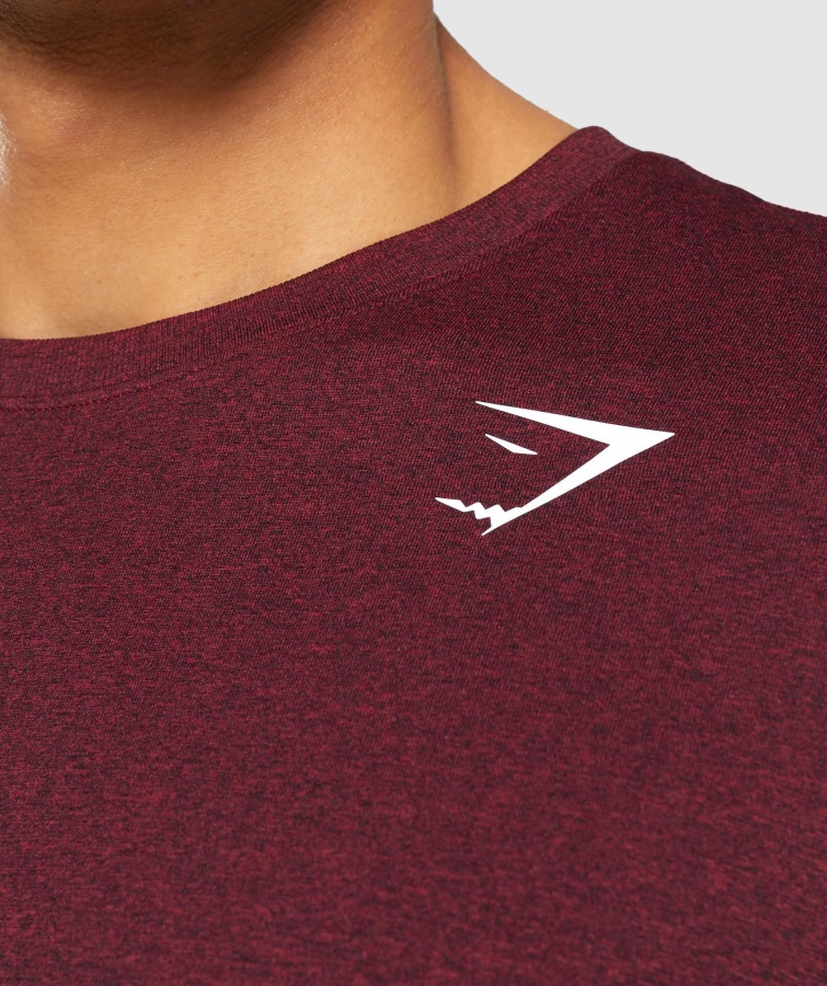 Gymshark Llegada Camiseta Sin Costuras Manga Larga Burdeos Rojo Jaspeado