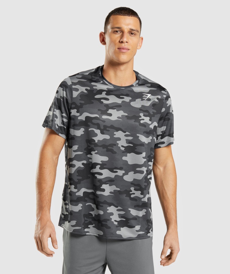 Camiseta Gymshark Llegada Estampado Gris